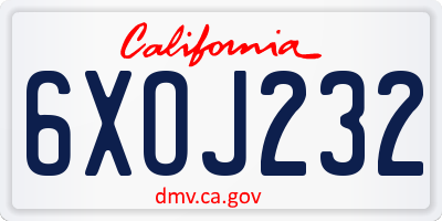 CA license plate 6XOJ232