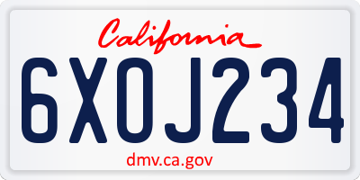 CA license plate 6XOJ234