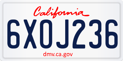CA license plate 6XOJ236