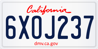CA license plate 6XOJ237