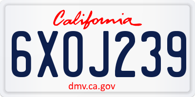 CA license plate 6XOJ239