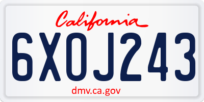 CA license plate 6XOJ243