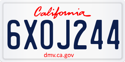 CA license plate 6XOJ244