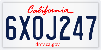 CA license plate 6XOJ247
