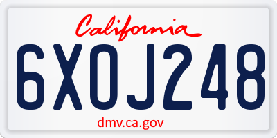 CA license plate 6XOJ248