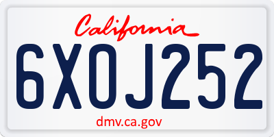 CA license plate 6XOJ252