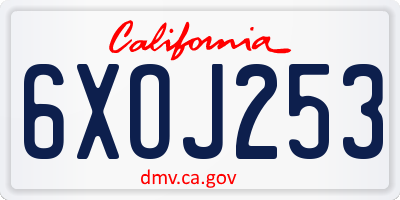 CA license plate 6XOJ253