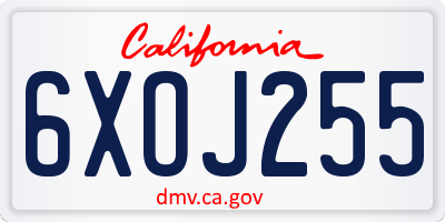 CA license plate 6XOJ255