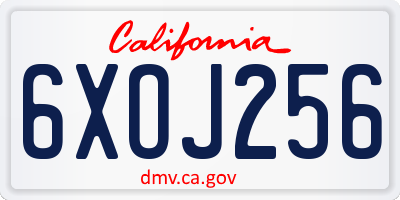 CA license plate 6XOJ256