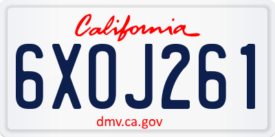 CA license plate 6XOJ261