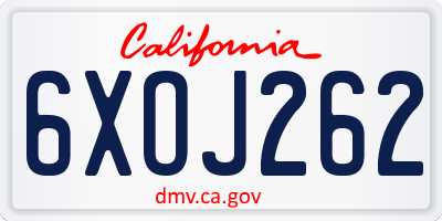 CA license plate 6XOJ262