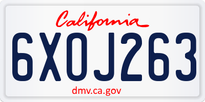 CA license plate 6XOJ263
