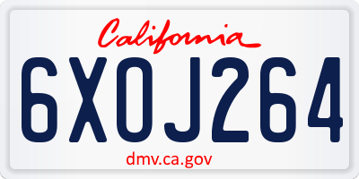 CA license plate 6XOJ264