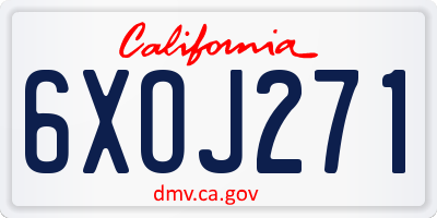 CA license plate 6XOJ271