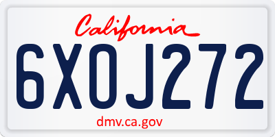 CA license plate 6XOJ272