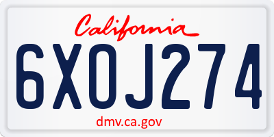 CA license plate 6XOJ274