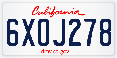 CA license plate 6XOJ278