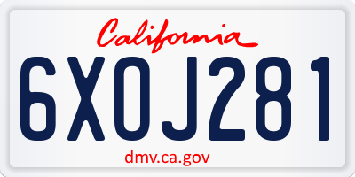 CA license plate 6XOJ281