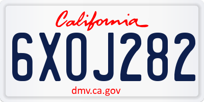 CA license plate 6XOJ282