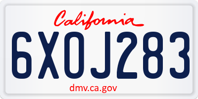 CA license plate 6XOJ283
