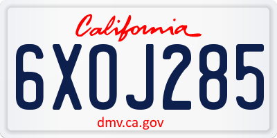 CA license plate 6XOJ285