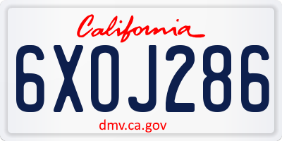 CA license plate 6XOJ286