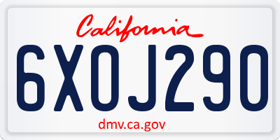 CA license plate 6XOJ290