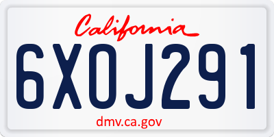 CA license plate 6XOJ291