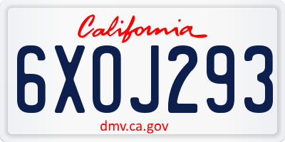 CA license plate 6XOJ293