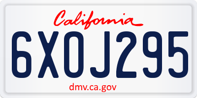 CA license plate 6XOJ295