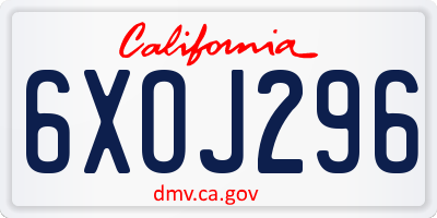 CA license plate 6XOJ296