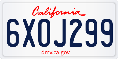 CA license plate 6XOJ299