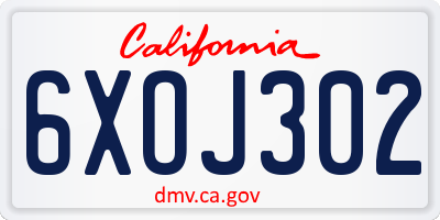 CA license plate 6XOJ302