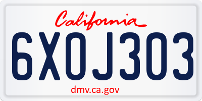 CA license plate 6XOJ303