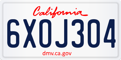 CA license plate 6XOJ304