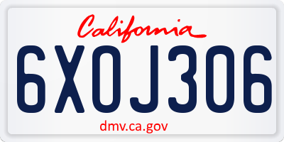 CA license plate 6XOJ306