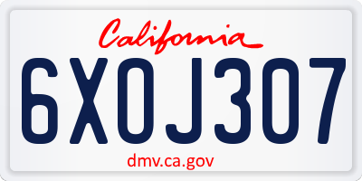 CA license plate 6XOJ307