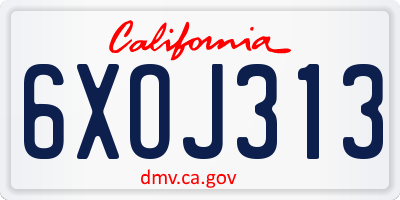 CA license plate 6XOJ313