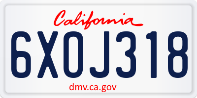CA license plate 6XOJ318