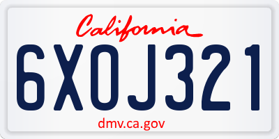 CA license plate 6XOJ321