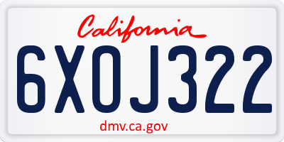 CA license plate 6XOJ322