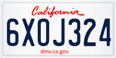 CA license plate 6XOJ324