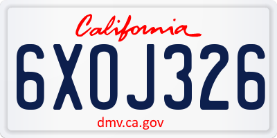 CA license plate 6XOJ326