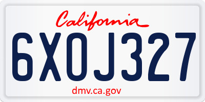 CA license plate 6XOJ327