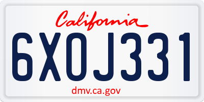 CA license plate 6XOJ331