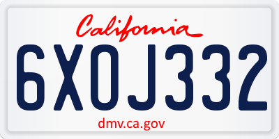 CA license plate 6XOJ332