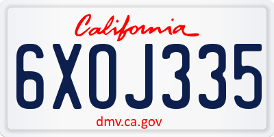 CA license plate 6XOJ335