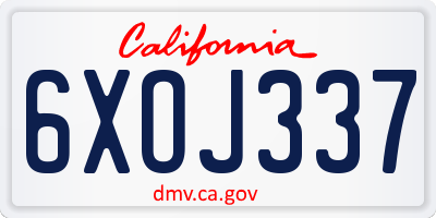 CA license plate 6XOJ337