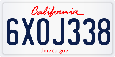 CA license plate 6XOJ338