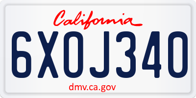 CA license plate 6XOJ340